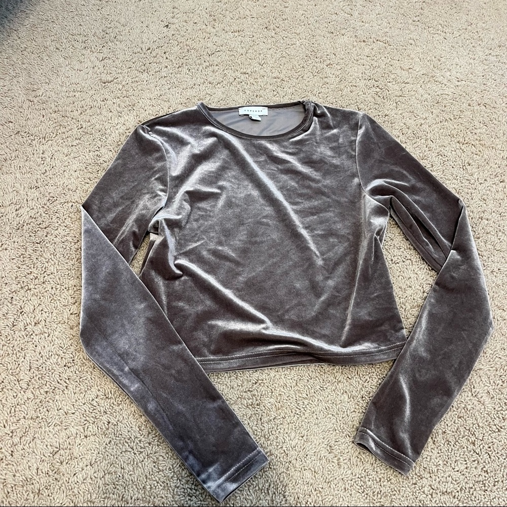 Topshop velvet long sleeve top. Size 4-6 fits small. Brand new condition.